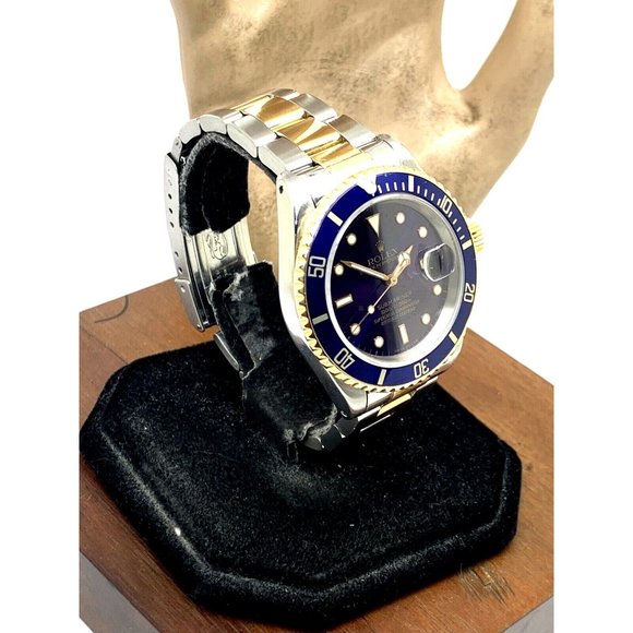 Rolex Men's Watch 16613 Submariner Automatic Blue Dial Two Tone 18k Gold Steel - Picture 2 of 13